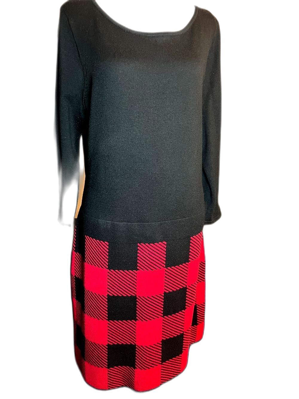 Chaps Red&Black Buffalo a plaid Sweater Dress Size SL